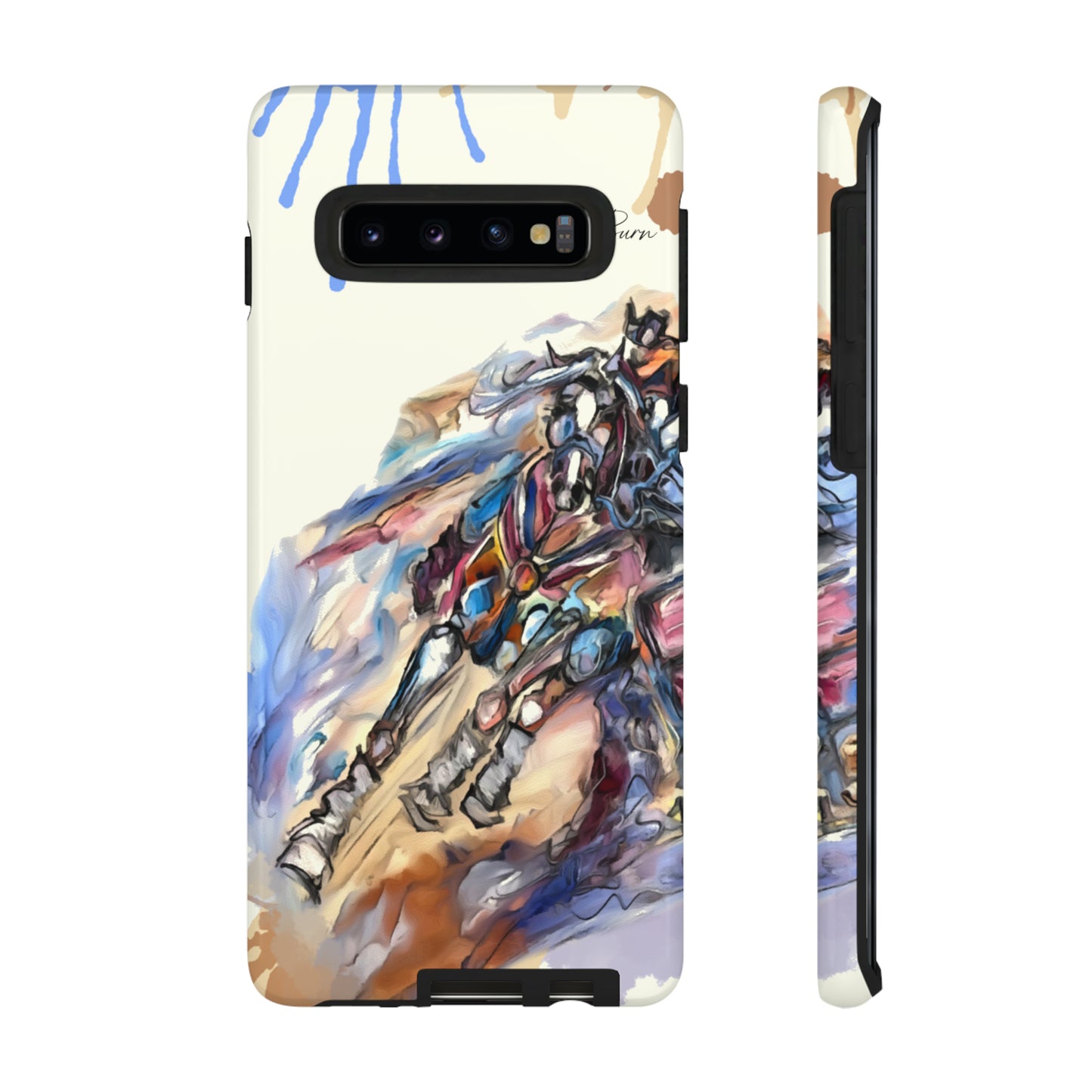 Barrel Racer Art Turn and Burn Watercolor Horse Horse Lover Gift Study Tough Case Phone Case.