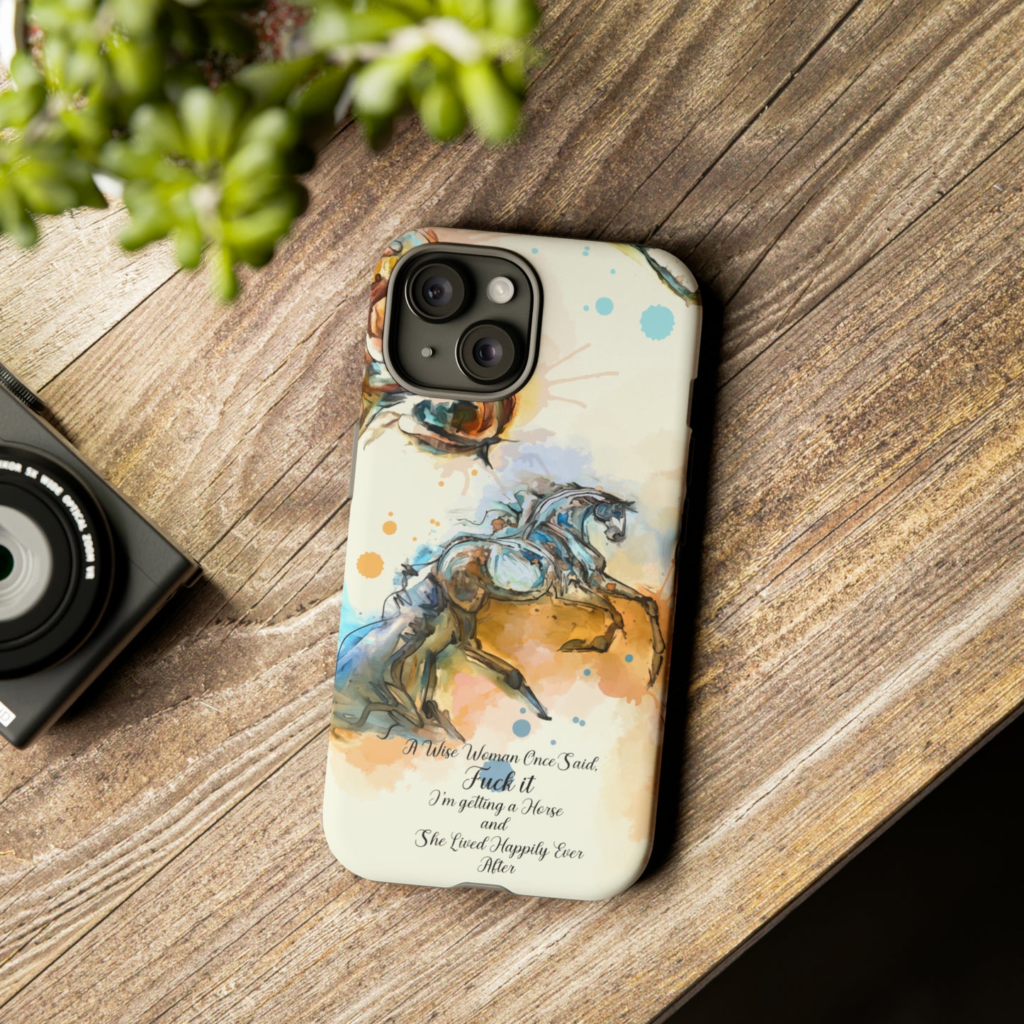 Swearing Watercolor Horse Horse Lover Gift Study Tough Case Phone Case.