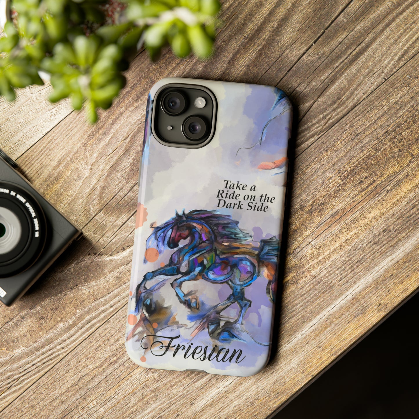 Friesian Artwork Watercolor Horse .Horse Lover Gift Study Tough Case Phone Case.