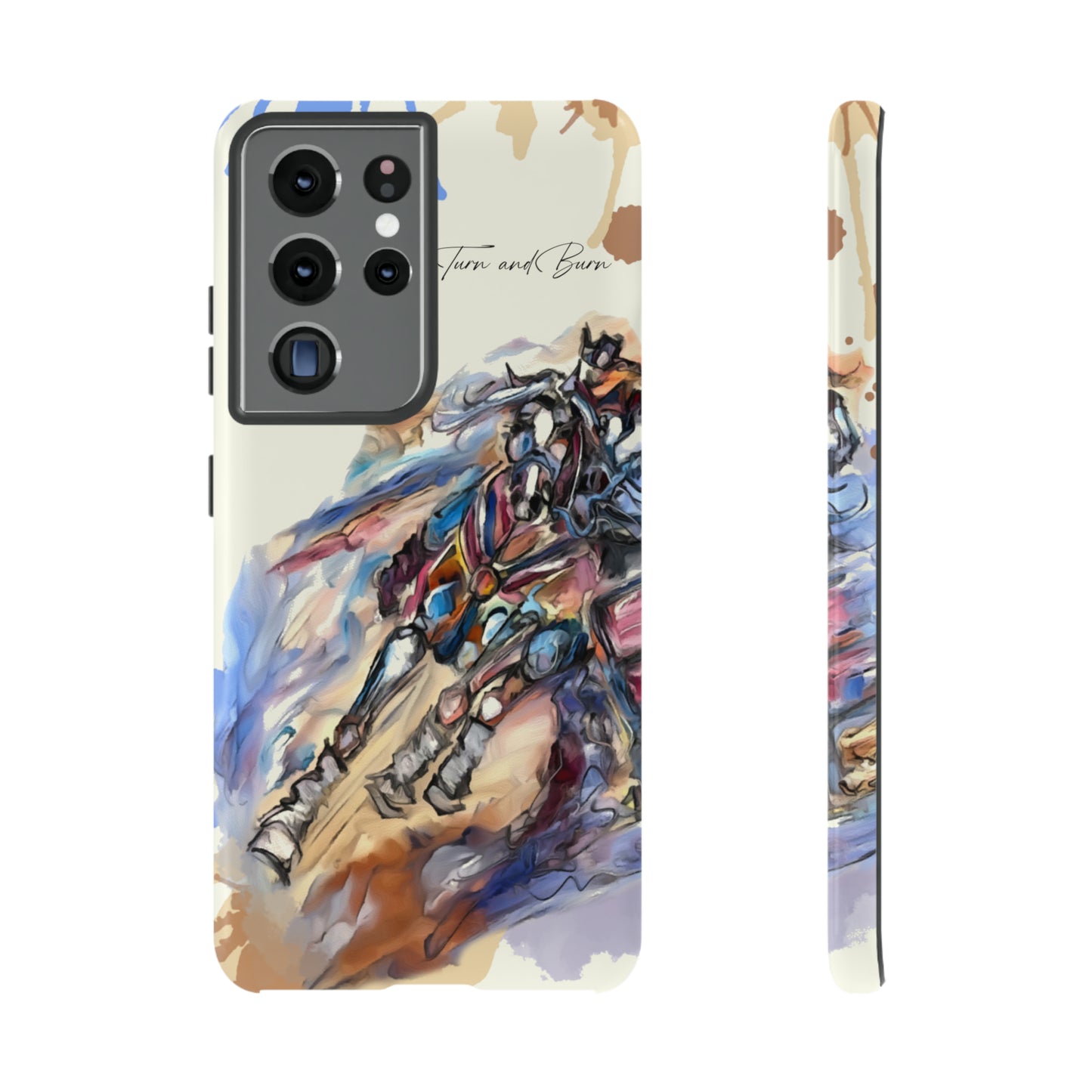 Barrel Racer Art Turn and Burn Watercolor Horse Horse Lover Gift Study Tough Case Phone Case.