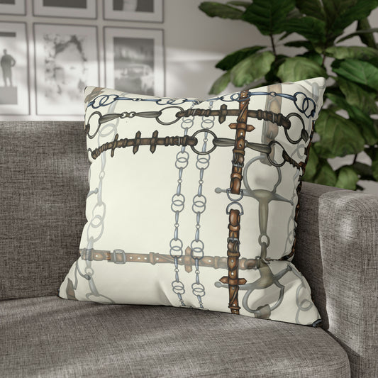 Ivory Double sided equestrian bit pattern Polyester PILLOW CASE  Pillow Cover Provide your own insert