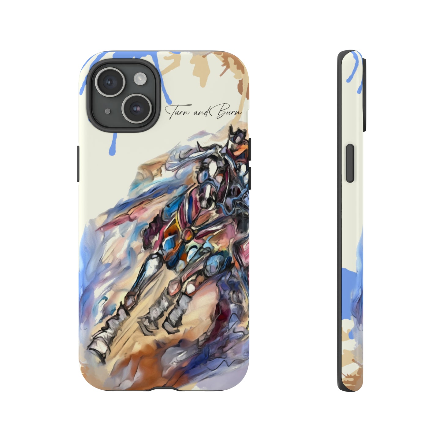 Barrel Racer Art Turn and Burn Watercolor Horse Horse Lover Gift Study Tough Case Phone Case.