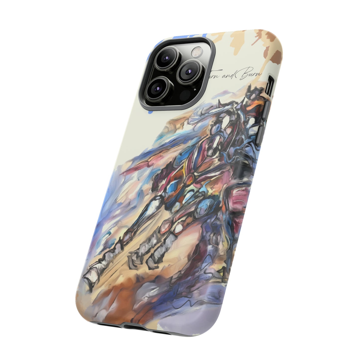 Barrel Racer Art Turn and Burn Watercolor Horse Horse Lover Gift Study Tough Case Phone Case.