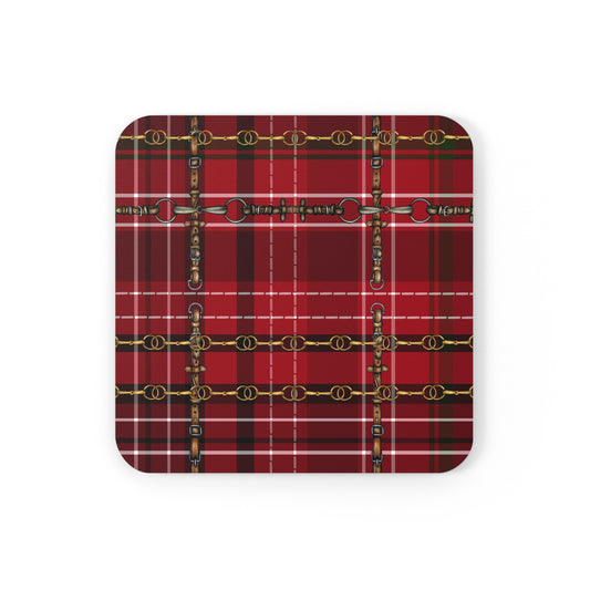 Traditional Christmas Red Cork Back Party Coasters