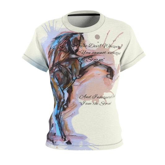 Rearing Wild Horse Water  Color Canter Women's Cut & Sew Tee (AOP)