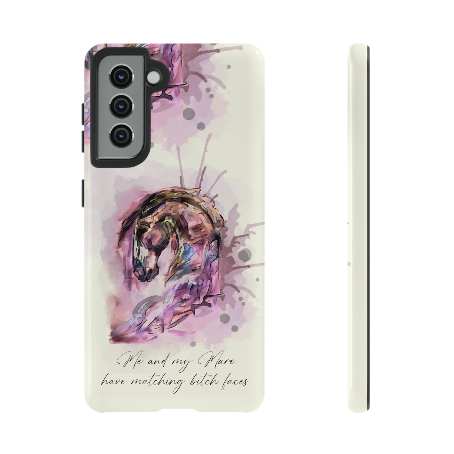 Swearing Mare Watercolor Horse .Horse Lover Gift Study Tough Case Phone Case.