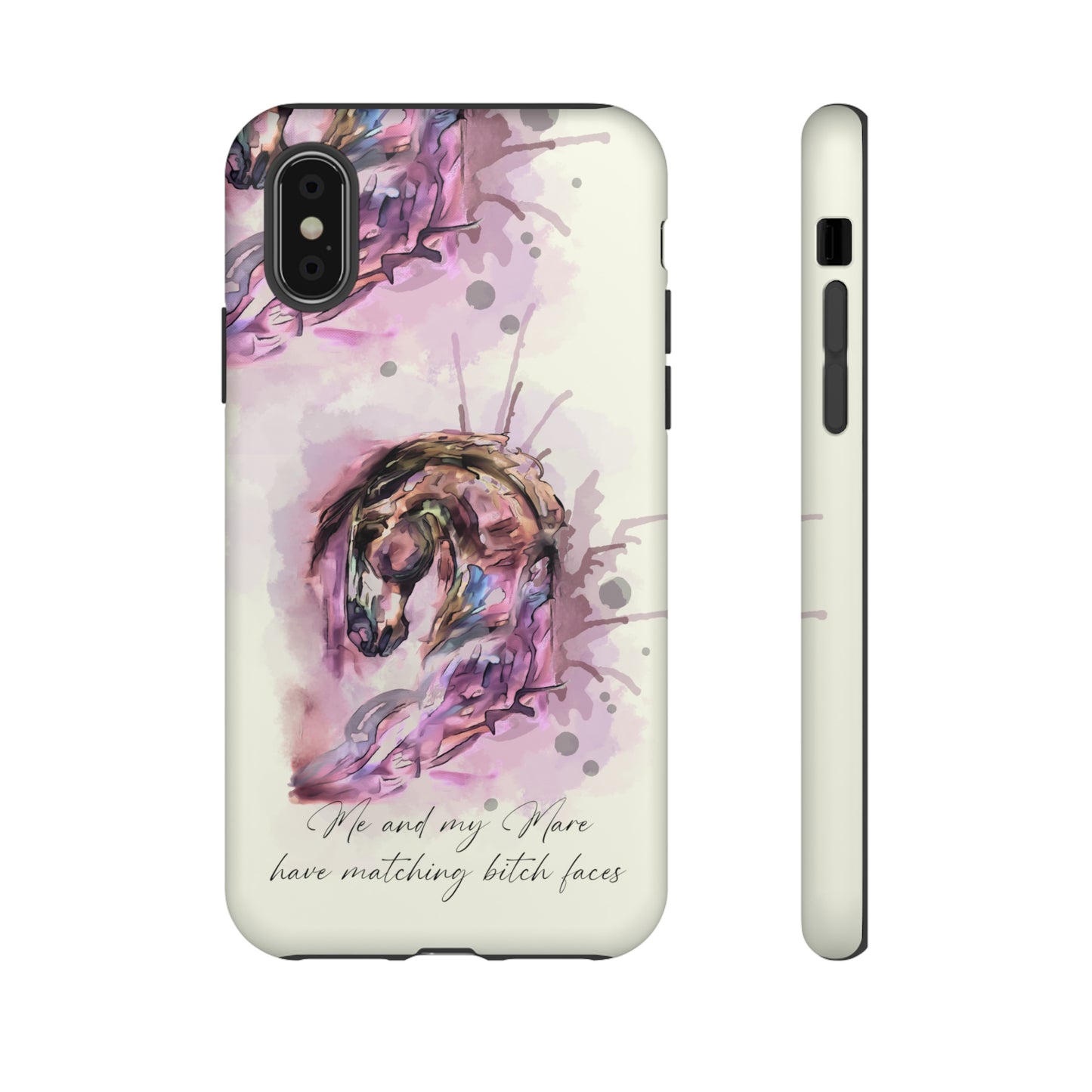 Swearing Mare Watercolor Horse .Horse Lover Gift Study Tough Case Phone Case.