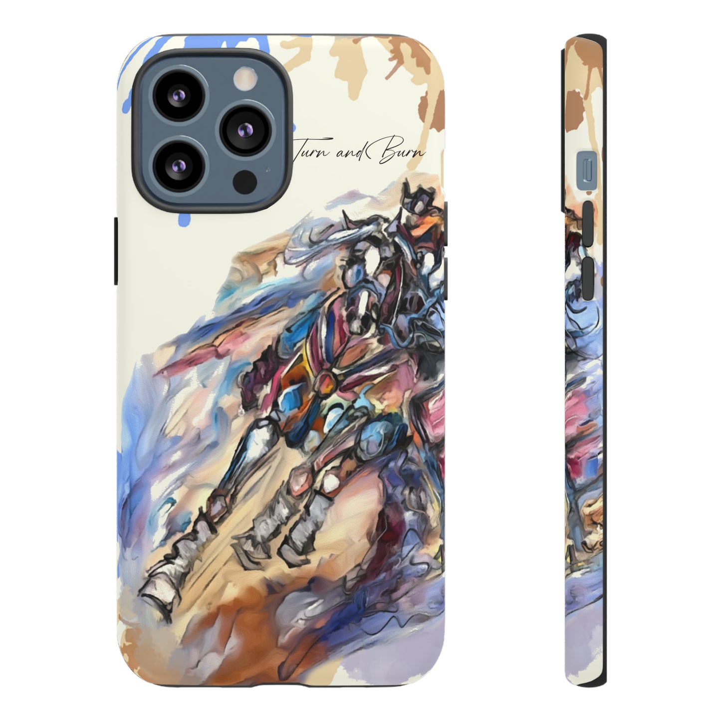 Barrel Racer Art Turn and Burn Watercolor Horse Horse Lover Gift Study Tough Case Phone Case.