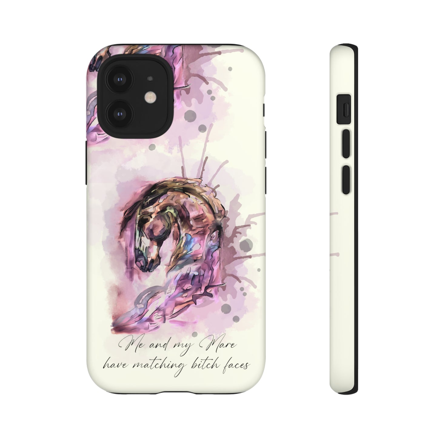 Swearing Mare Watercolor Horse .Horse Lover Gift Study Tough Case Phone Case.