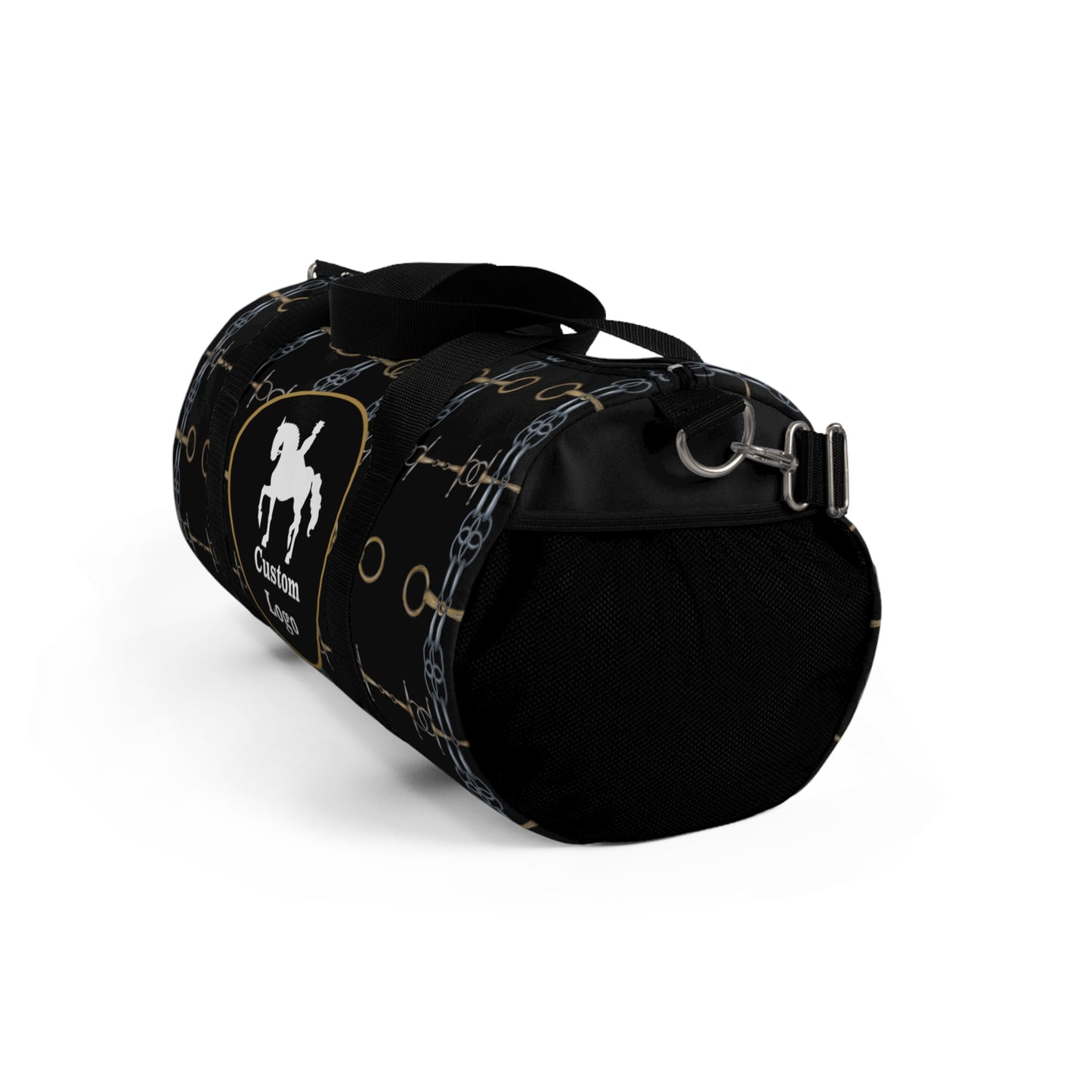 Customizable Bit Pattern Black Duffel Bag