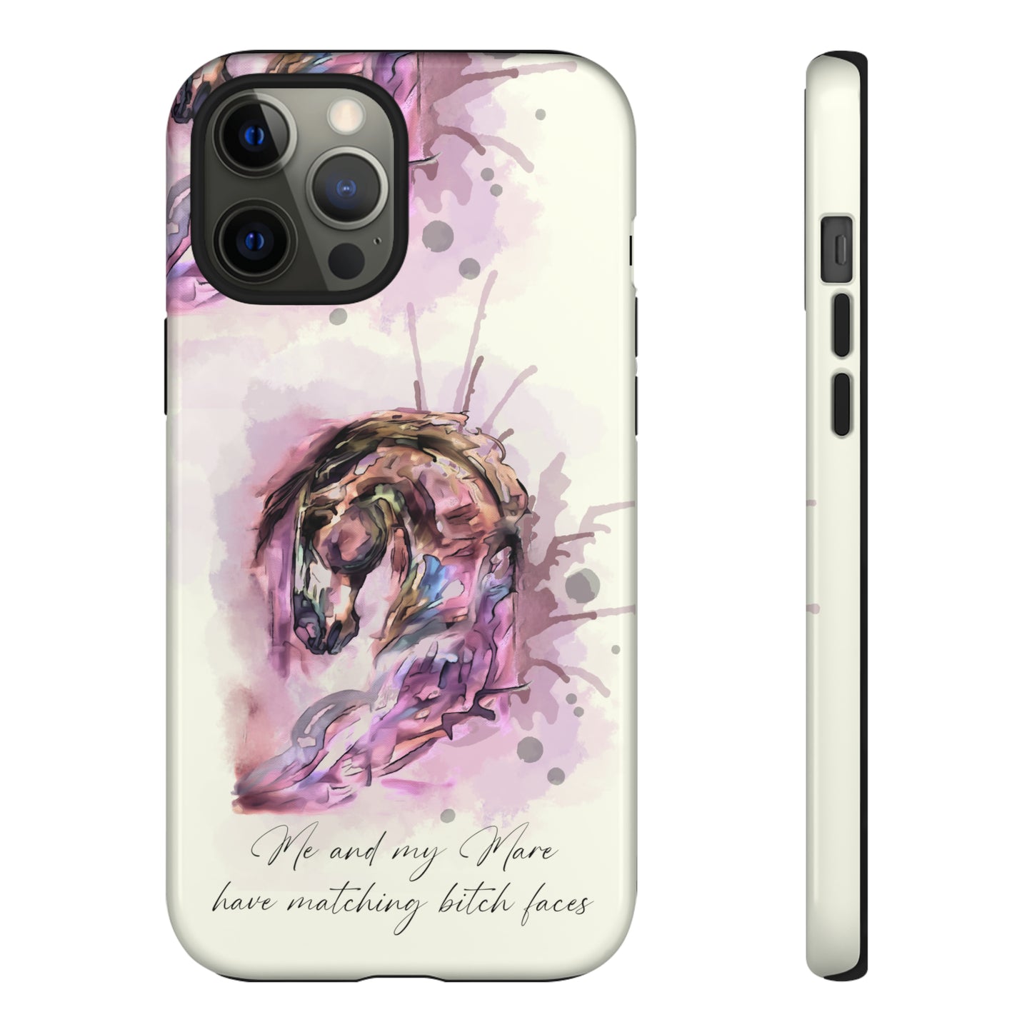 Swearing Mare Watercolor Horse .Horse Lover Gift Study Tough Case Phone Case.