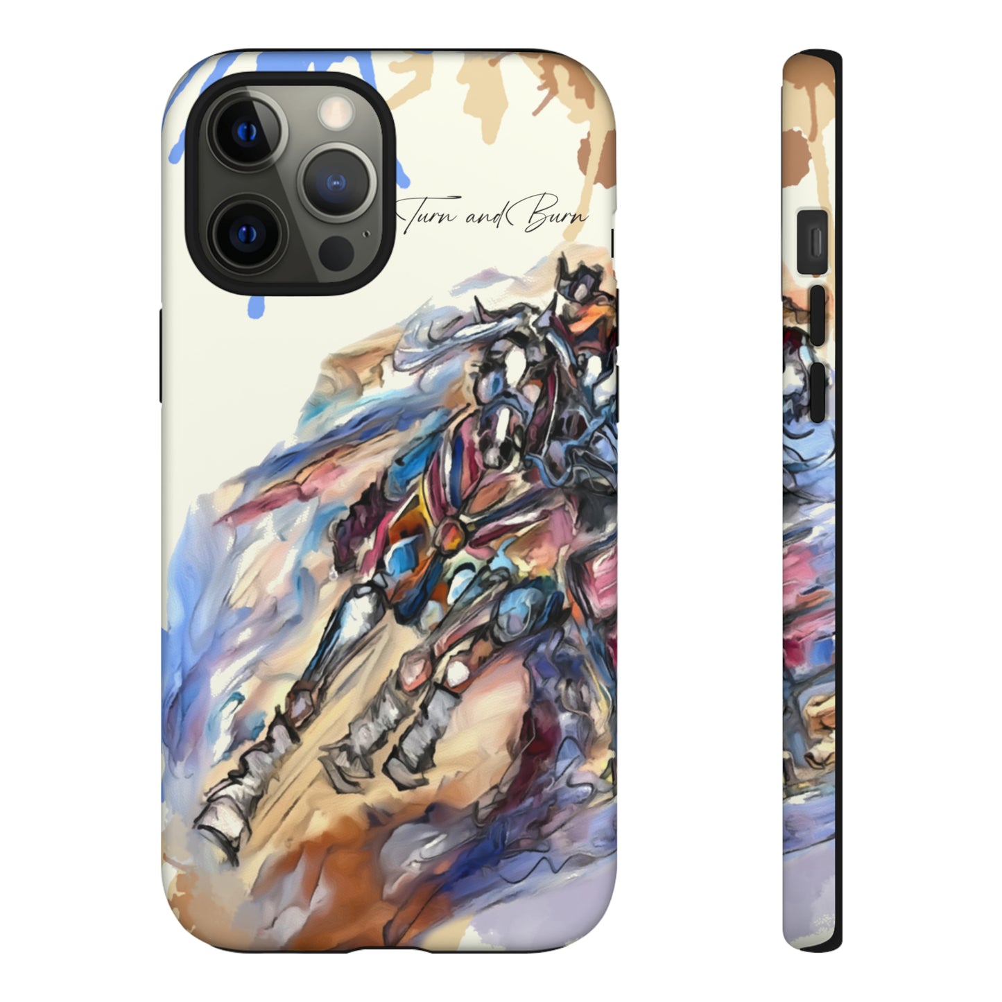 Barrel Racer Art Turn and Burn Watercolor Horse Horse Lover Gift Study Tough Case Phone Case.