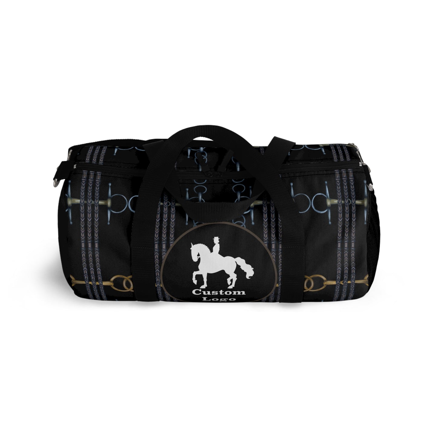 Custom Logo Reins and Bit Pattern Duffel Bag