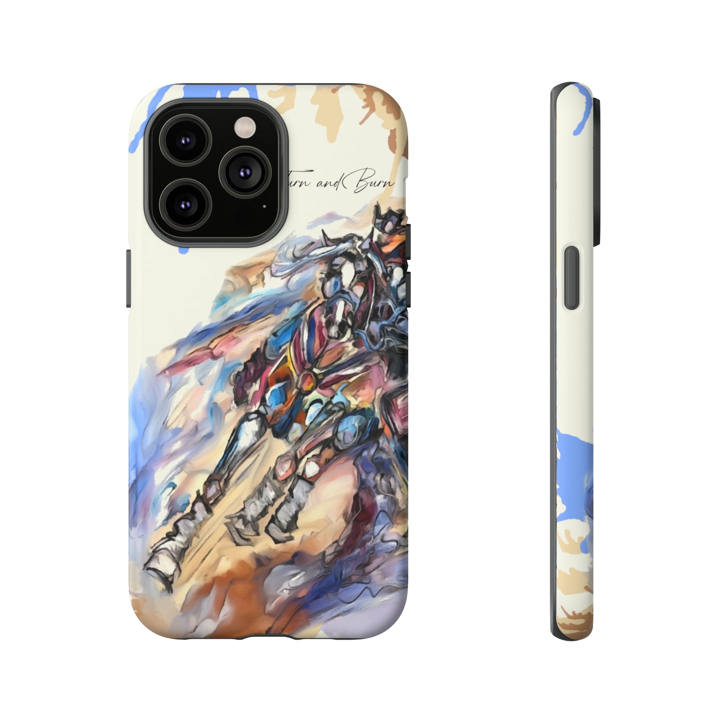 Barrel Racer Art Turn and Burn Watercolor Horse Horse Lover Gift Study Tough Case Phone Case.