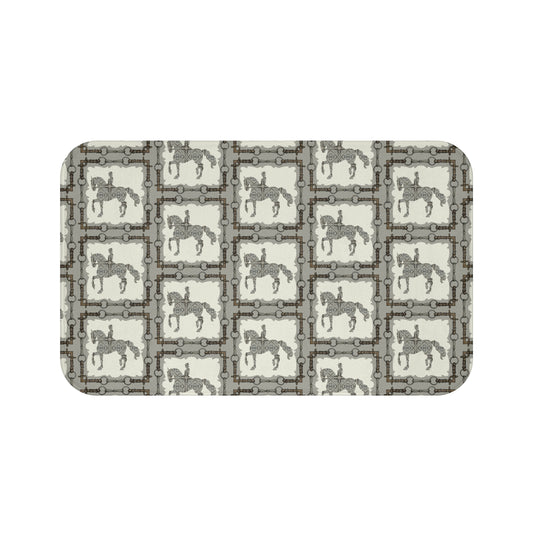 Gray Dressage Horse Bath Mat Equestrian Home Decor