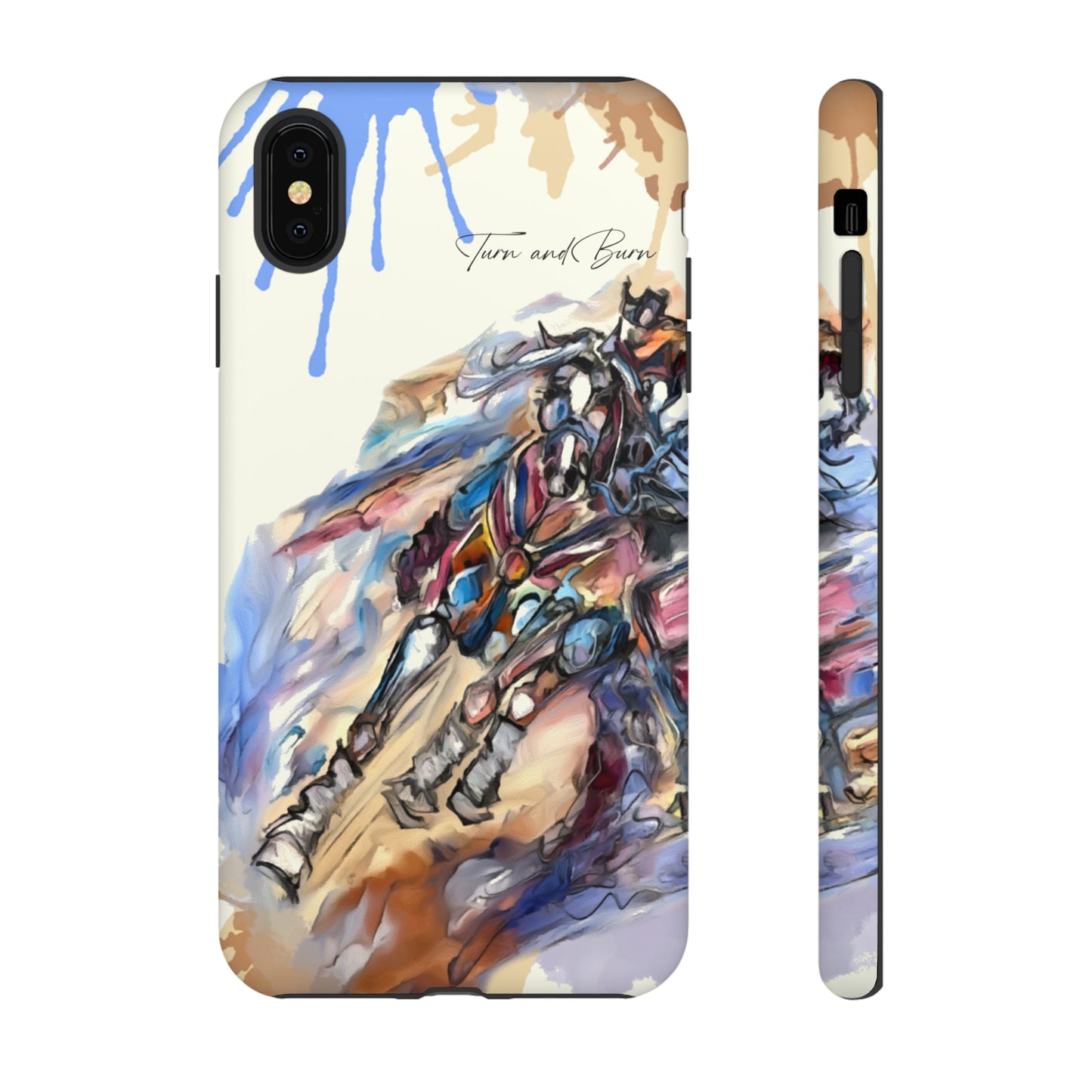 Barrel Racer Art Turn and Burn Watercolor Horse Horse Lover Gift Study Tough Case Phone Case.