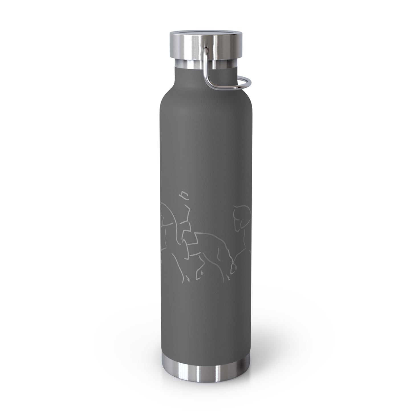 Jenny Veenstra Dressage Gray White Black Copper Vacuum Insulated Bottle, 22oz