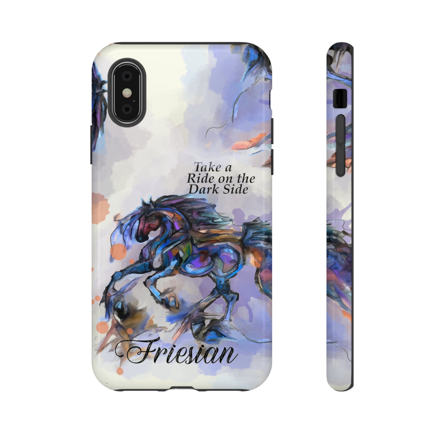 Friesian Artwork Watercolor Horse .Horse Lover Gift Study Tough Case Phone Case.