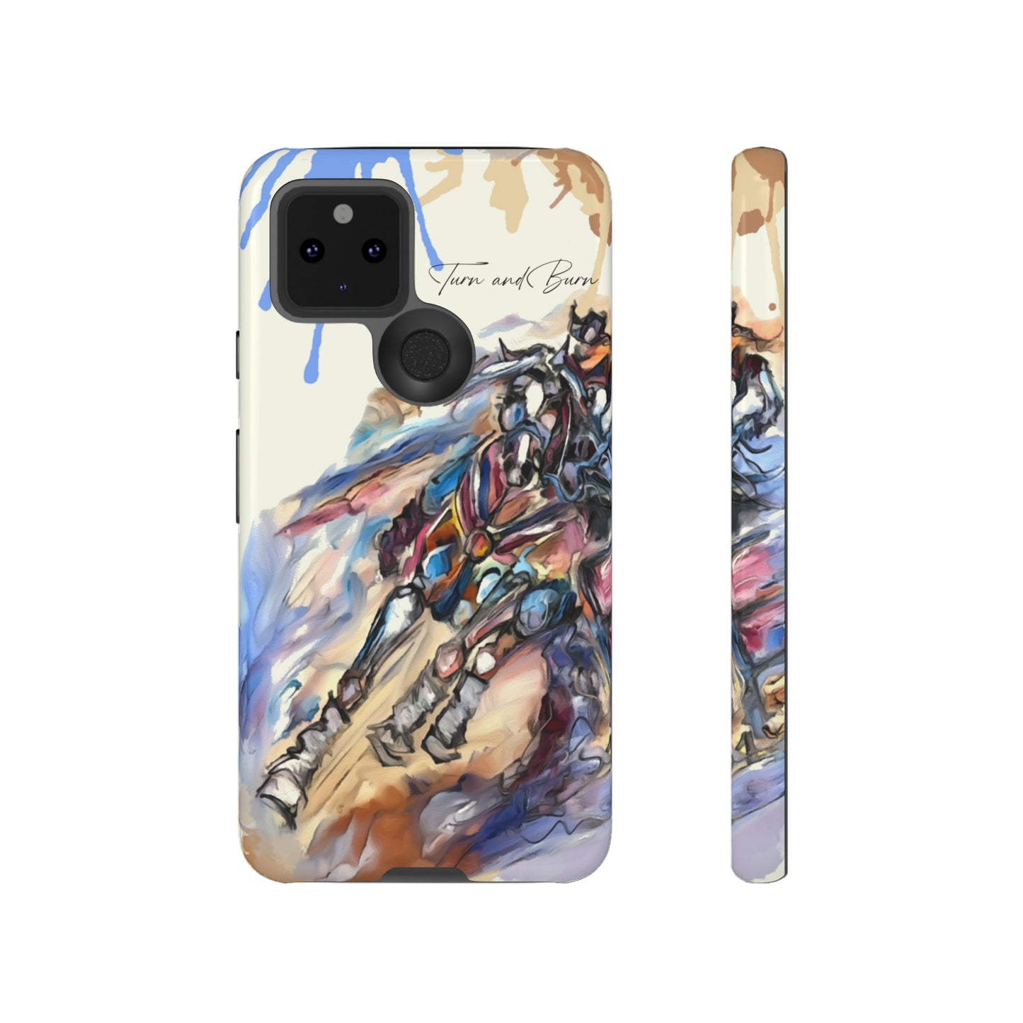 Barrel Racer Art Turn and Burn Watercolor Horse Horse Lover Gift Study Tough Case Phone Case.