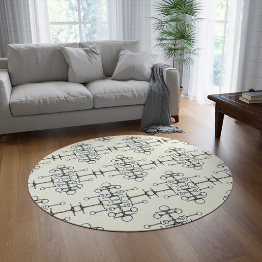 Original Equestrian Art Round Rug. My original Artwork printed on a rug. Home Decor. Show Stall Mat.