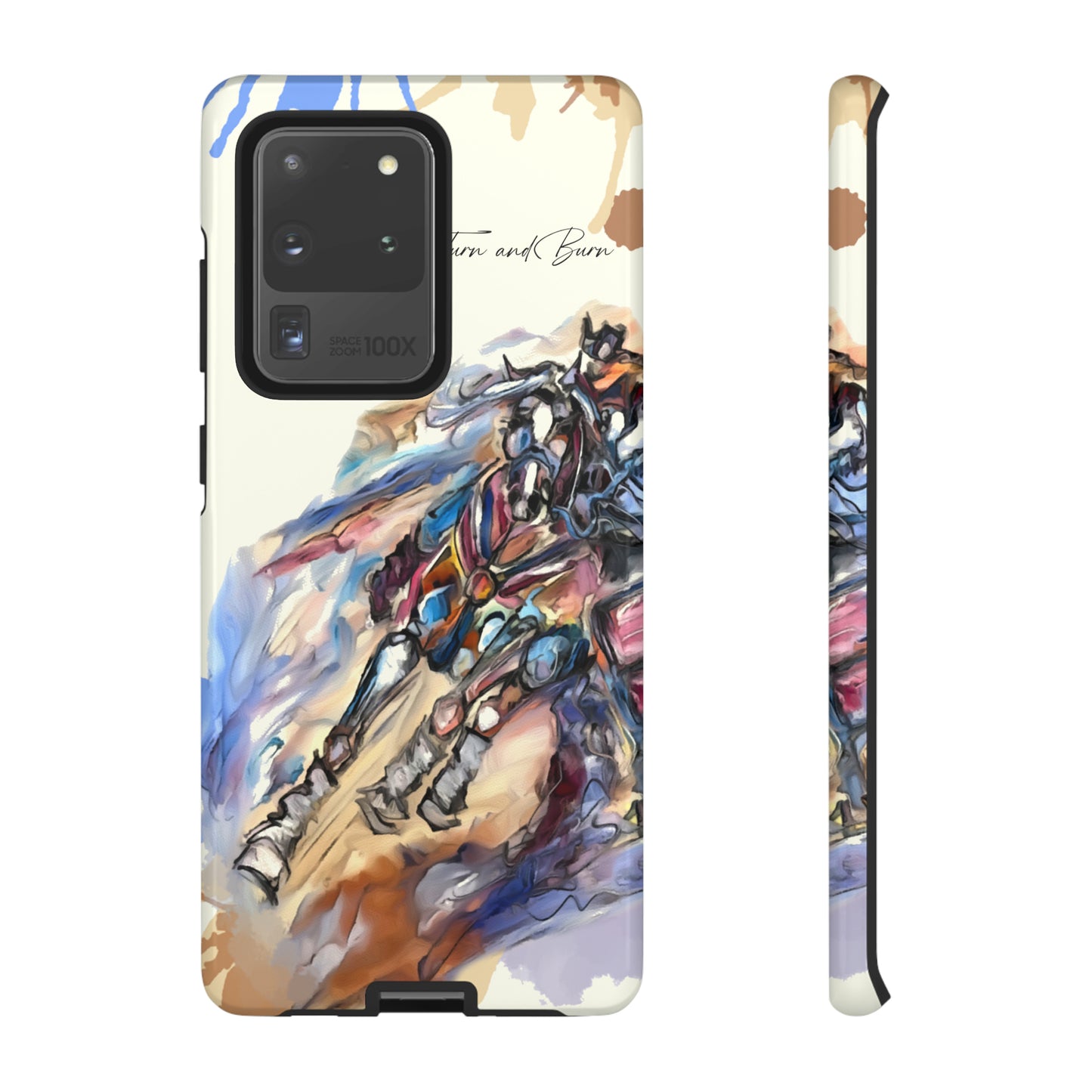 Barrel Racer Art Turn and Burn Watercolor Horse Horse Lover Gift Study Tough Case Phone Case.