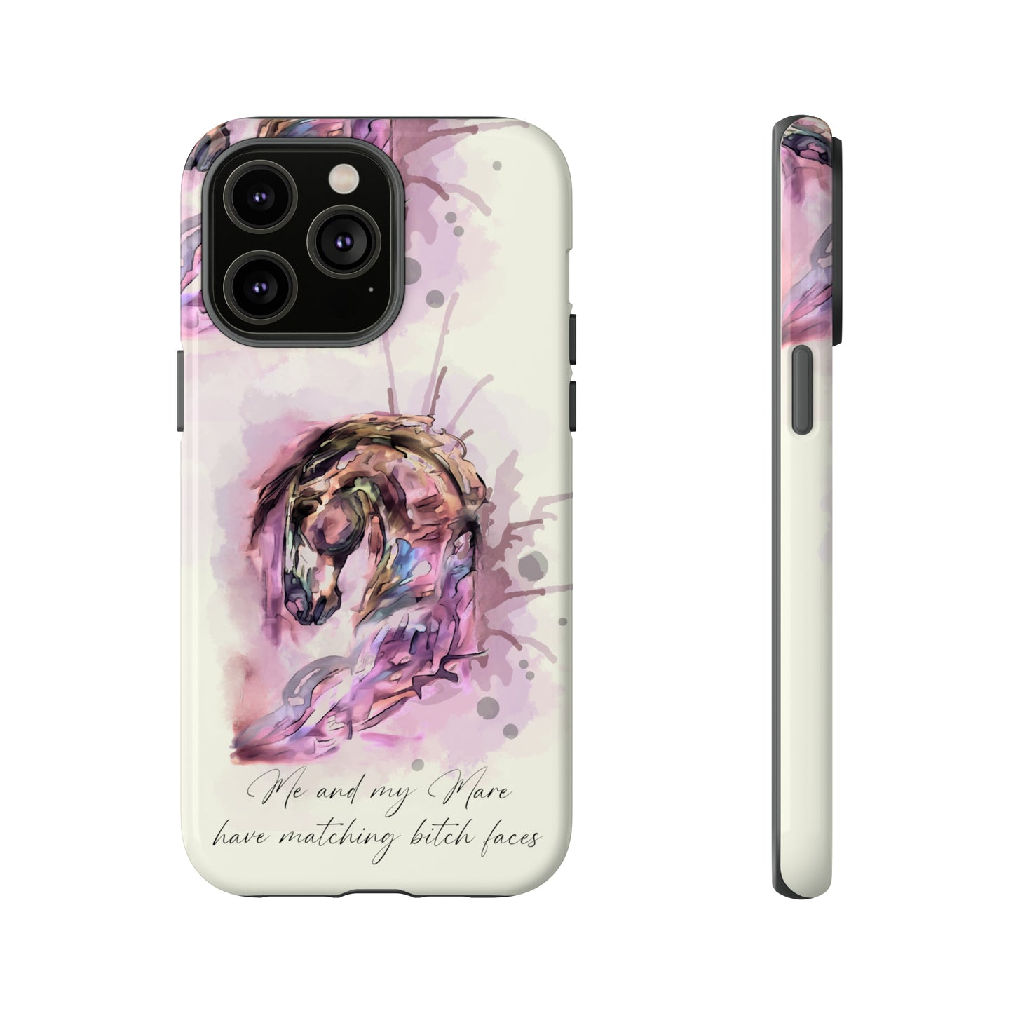 Swearing Mare Watercolor Horse .Horse Lover Gift Study Tough Case Phone Case.