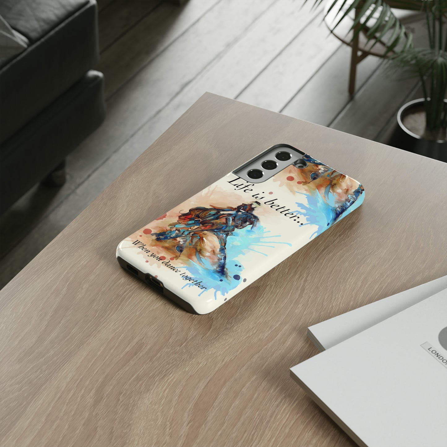 A Dressage Half Pass Artwork Watercolor Horse .Horse Lover Gift Study Tough Case Phone Case.