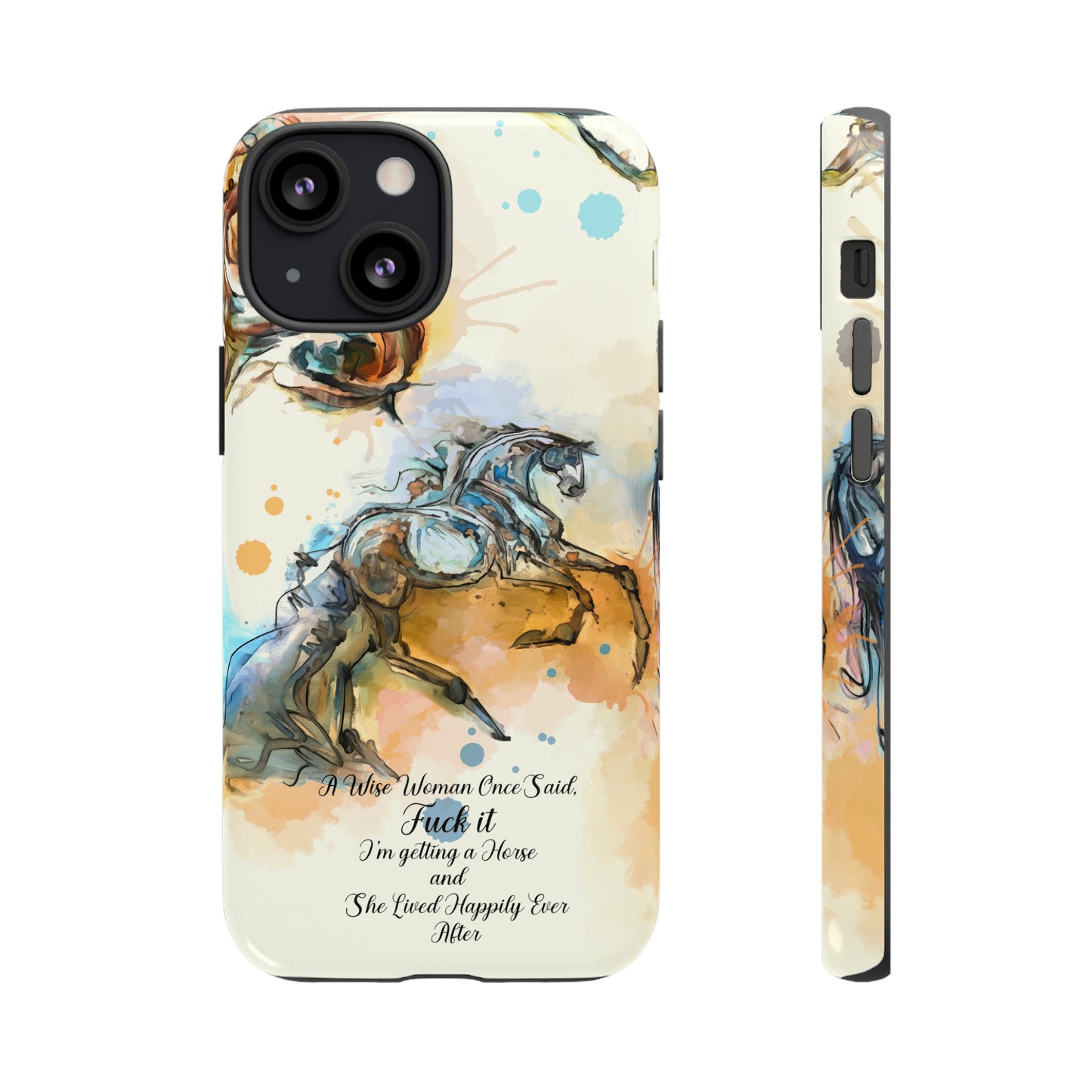 Swearing Watercolor Horse Horse Lover Gift Study Tough Case Phone Case.