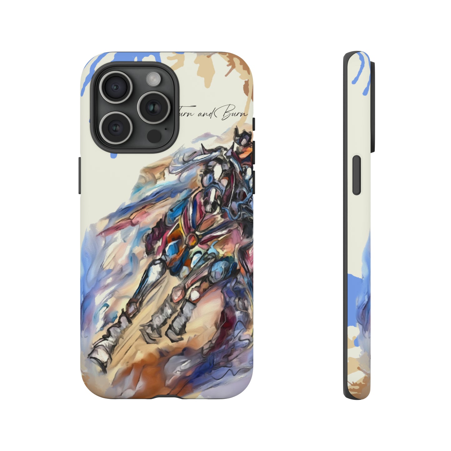 Barrel Racer Art Turn and Burn Watercolor Horse Horse Lover Gift Study Tough Case Phone Case.