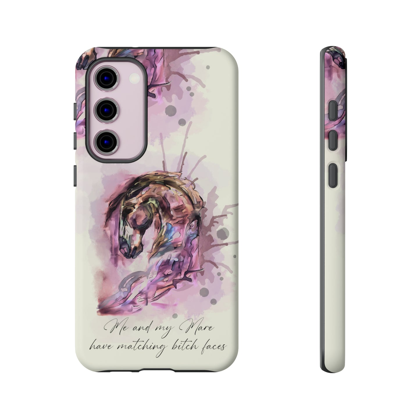 Swearing Mare Watercolor Horse .Horse Lover Gift Study Tough Case Phone Case.