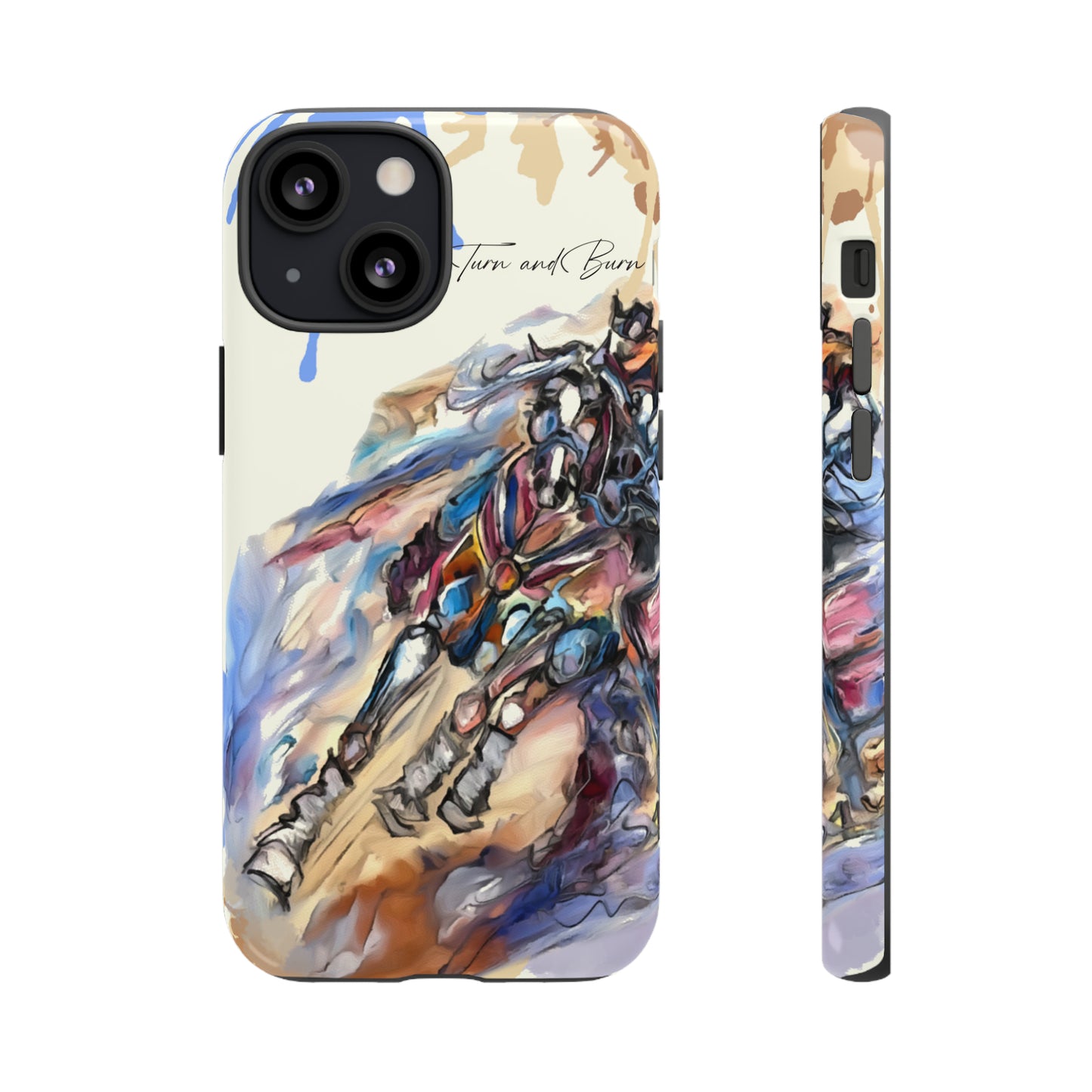 Barrel Racer Art Turn and Burn Watercolor Horse Horse Lover Gift Study Tough Case Phone Case.