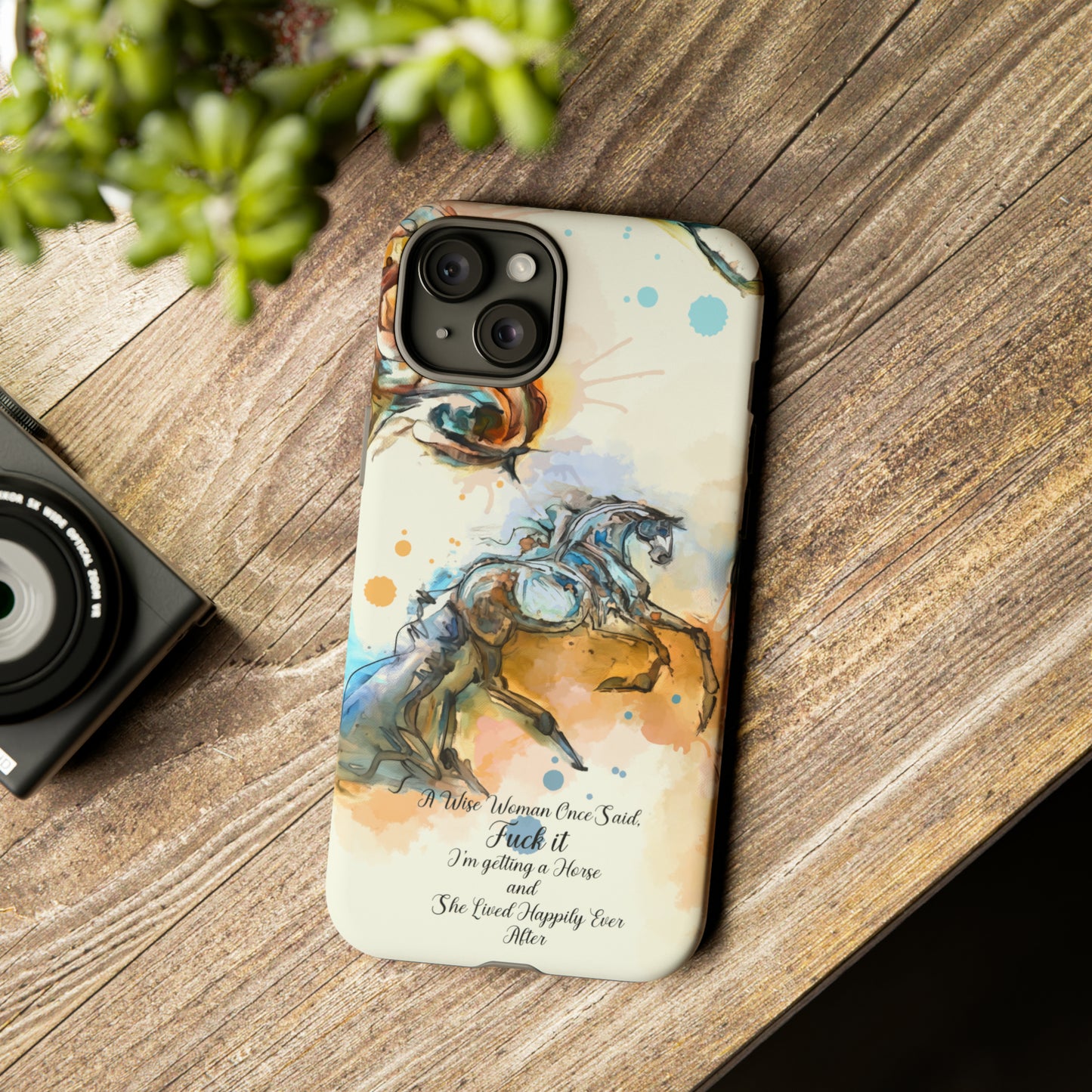 Swearing Watercolor Horse Horse Lover Gift Study Tough Case Phone Case.