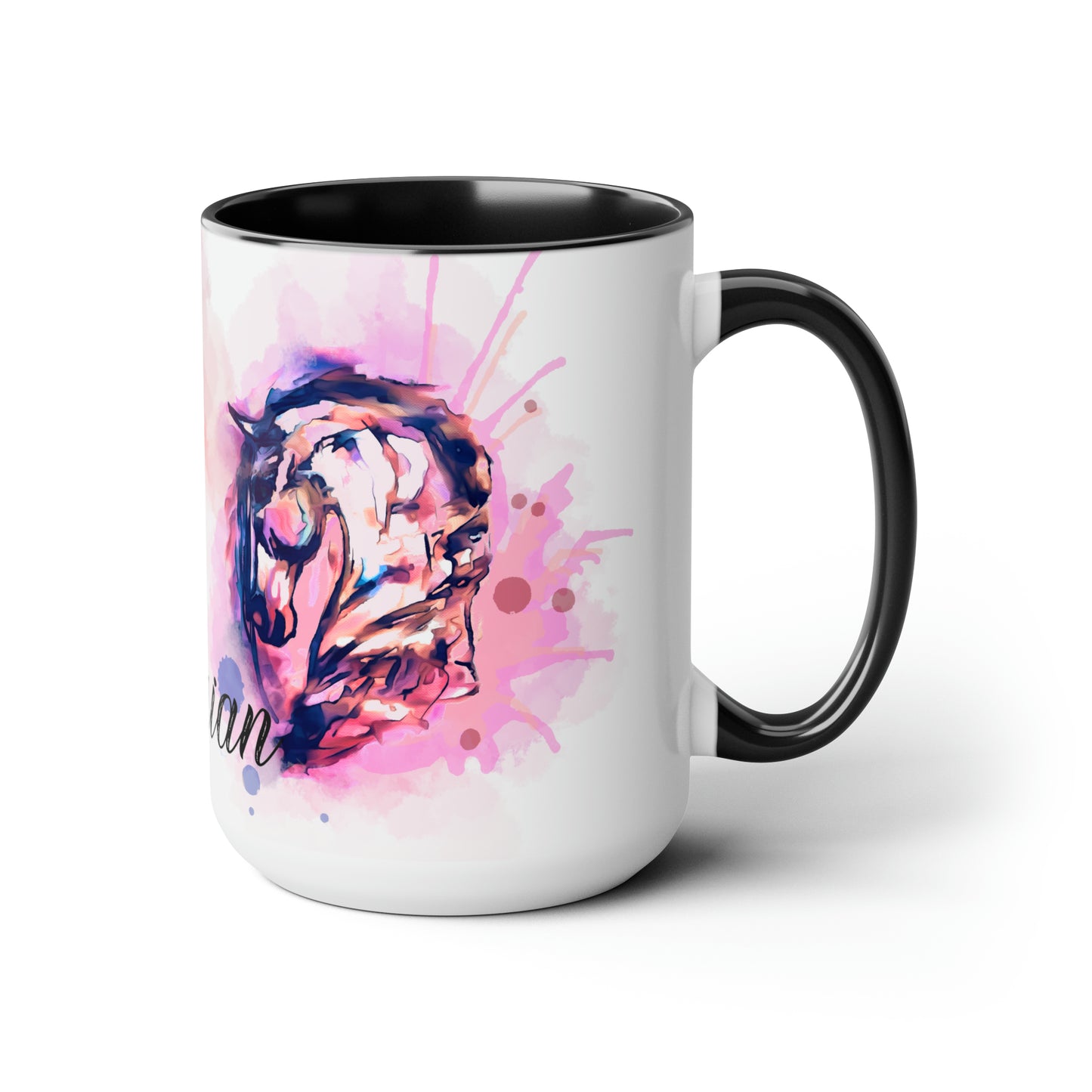 Swearing Raunchy Dressage Horse Half Pass Horse Watercolor  art. Horse Lover Gift -Two-Tone Coffee Mug 15oz