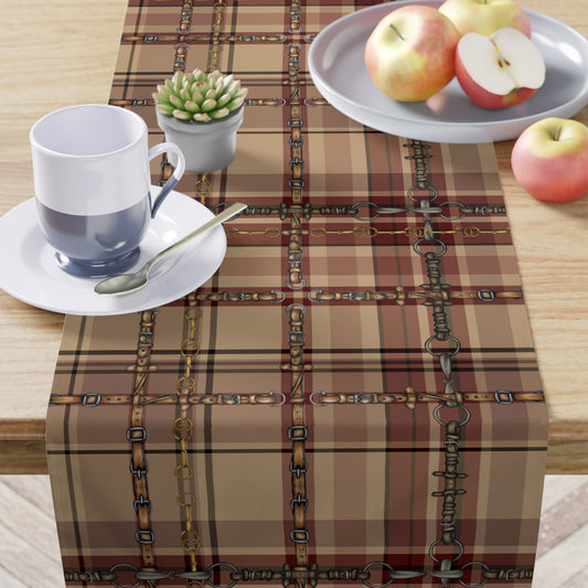 Christmas  plaid with Bit overlay Motif Table Runner