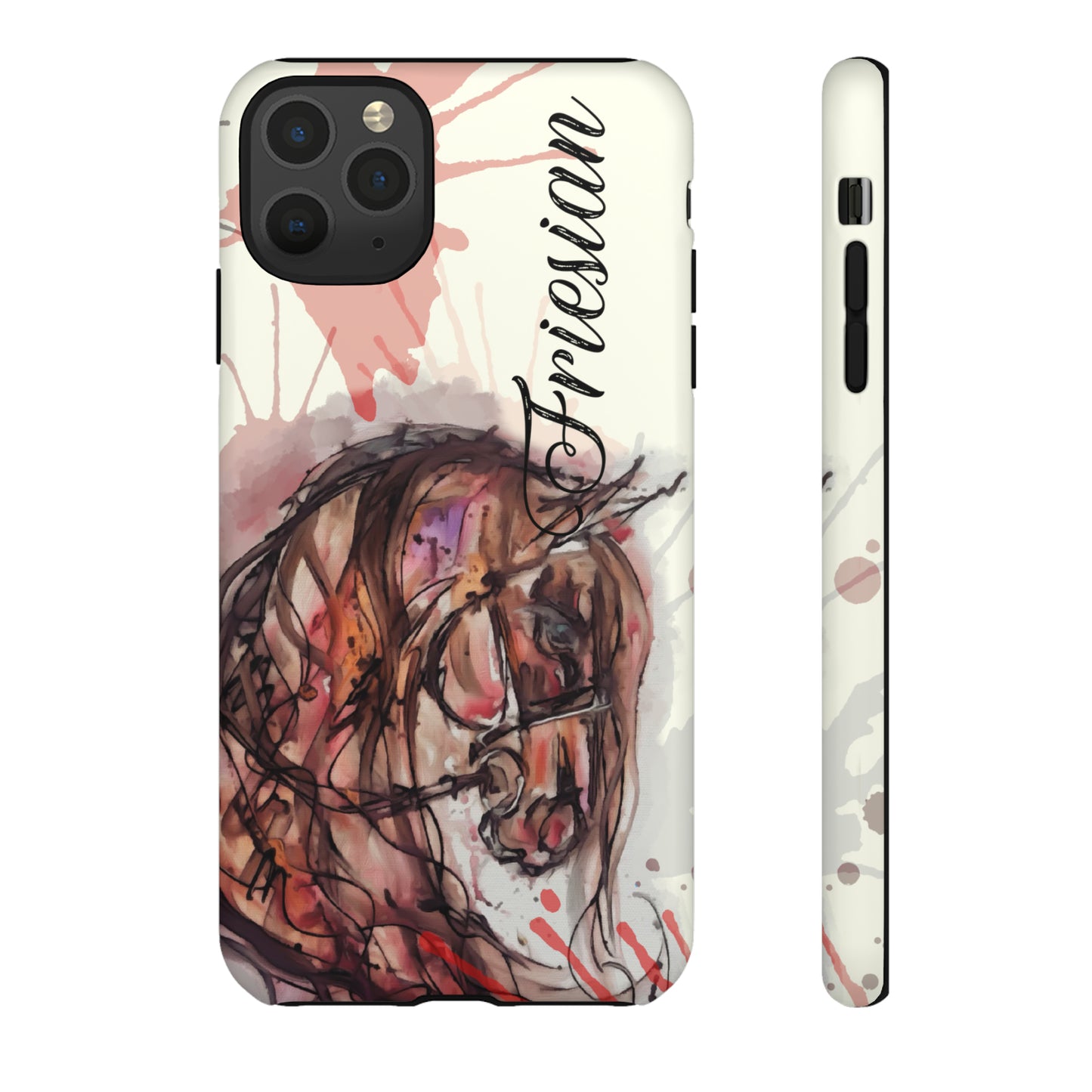 Friesian Watercolor  Flower crown Horse Horse Lover Gift Study Tough Case Phone Case.