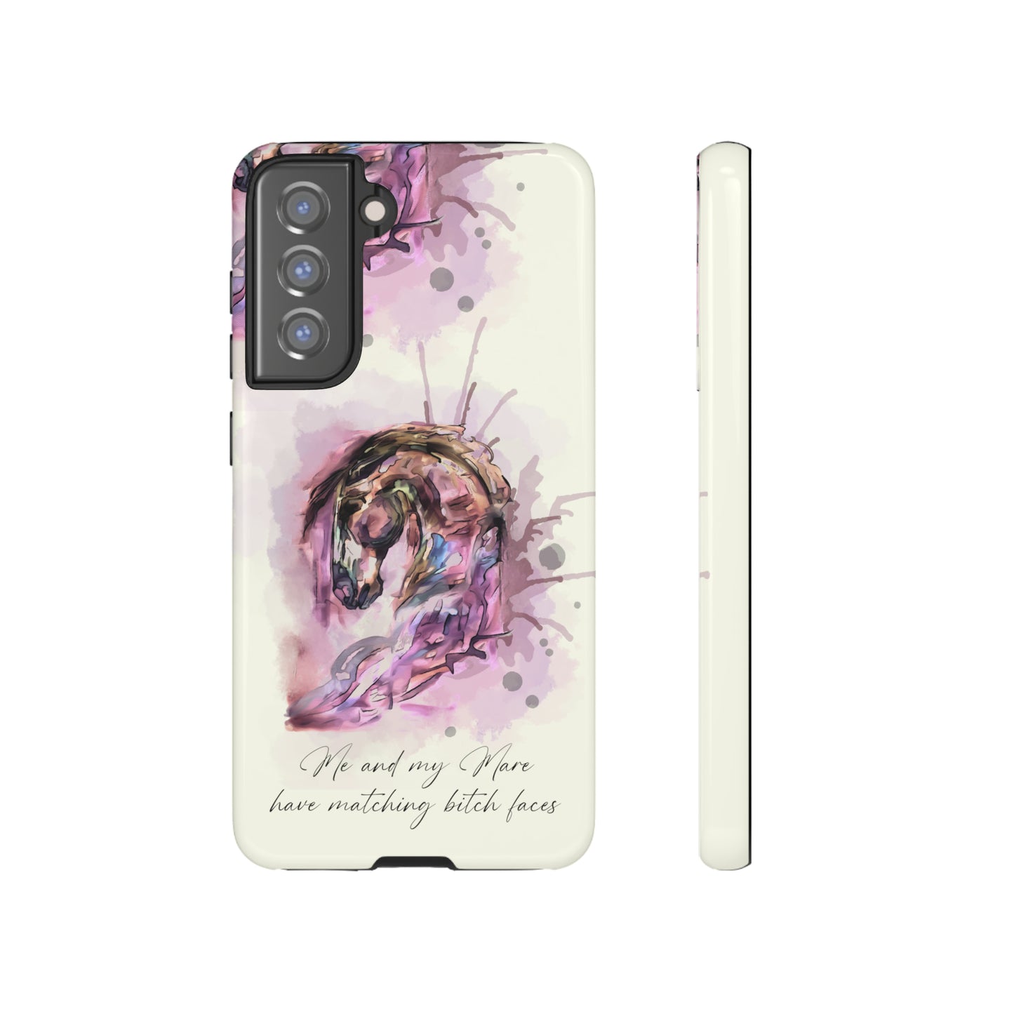 Swearing Mare Watercolor Horse .Horse Lover Gift Study Tough Case Phone Case.