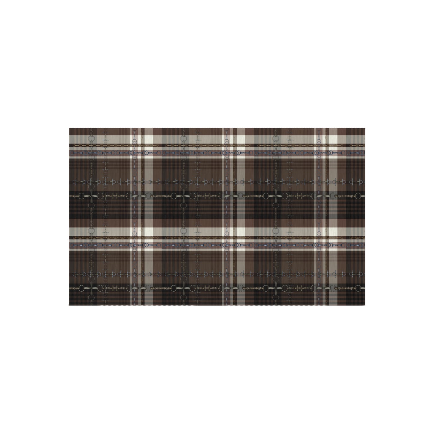 Equestrian plaid and snaffle bit Indoor/Outdoor Rug