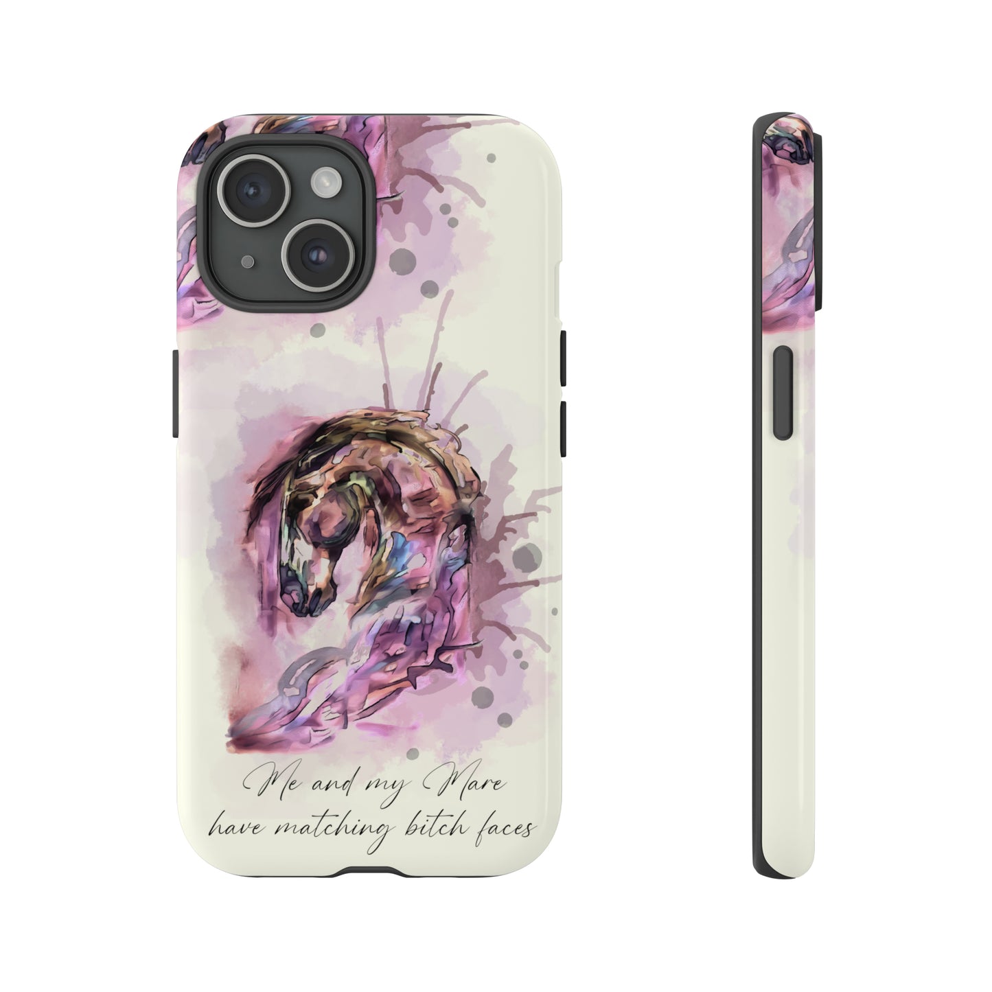 Swearing Mare Watercolor Horse .Horse Lover Gift Study Tough Case Phone Case.