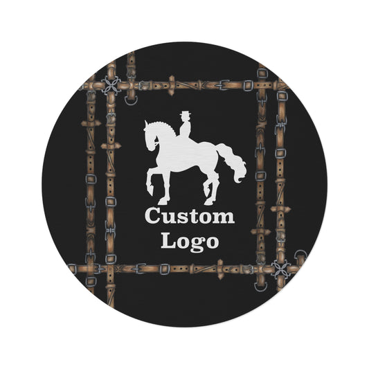 custom of Minimalistic Equestrian Bit Round Rug