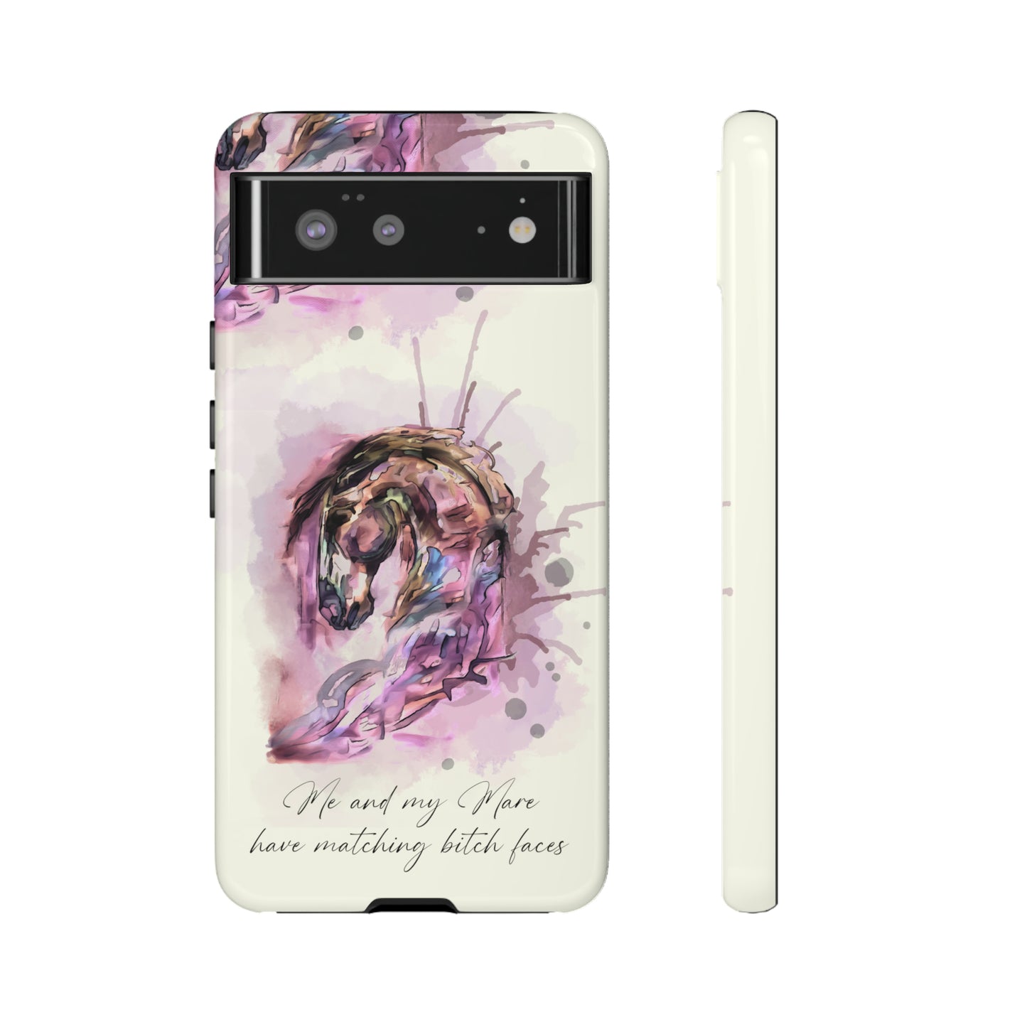 Swearing Mare Watercolor Horse .Horse Lover Gift Study Tough Case Phone Case.