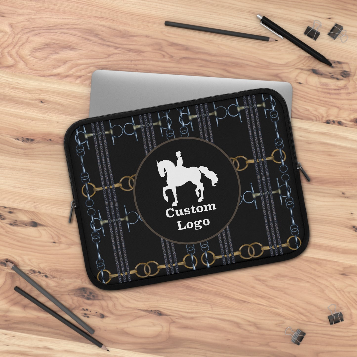 Customizable Reins and Bit Black Laptop Sleeve