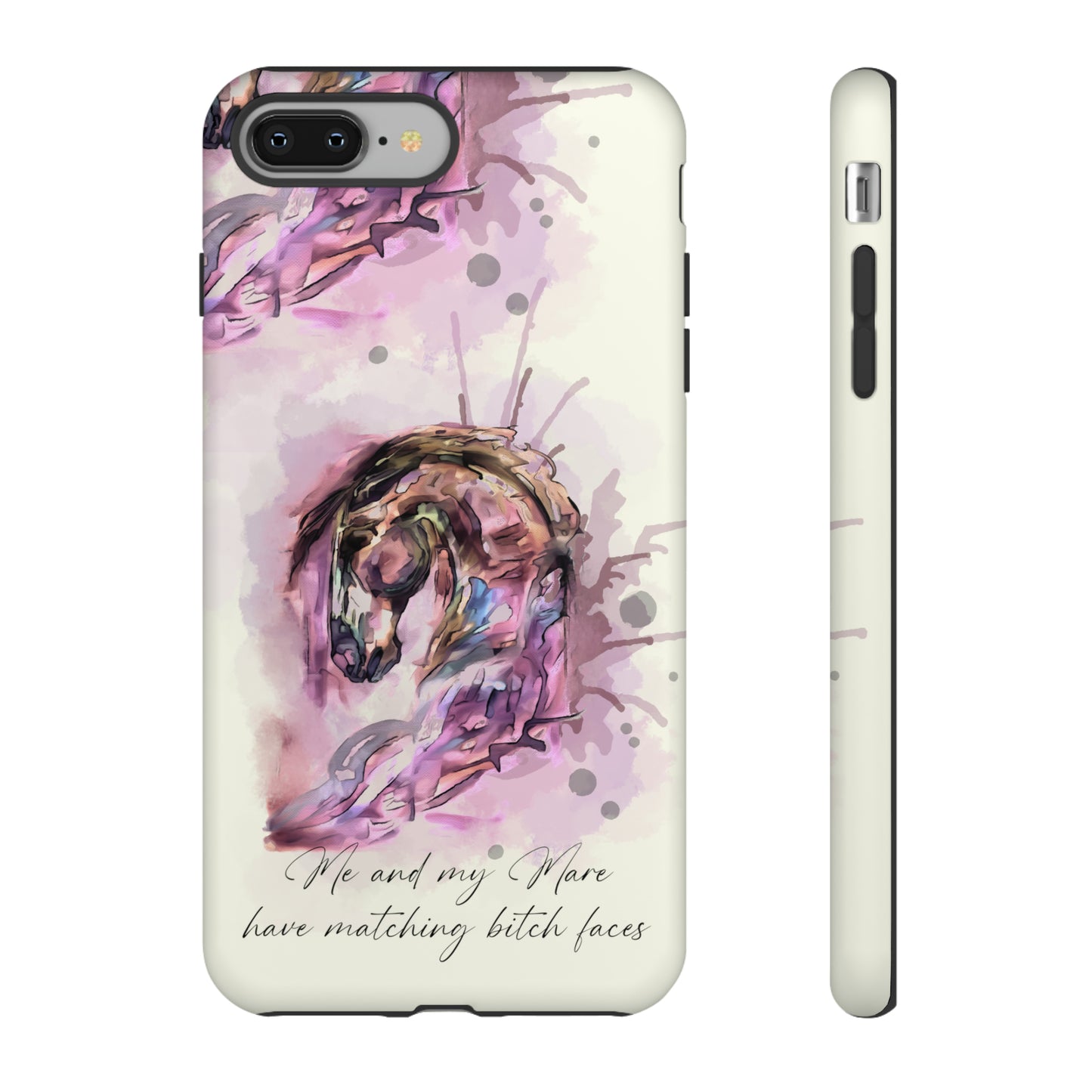 Swearing Mare Watercolor Horse .Horse Lover Gift Study Tough Case Phone Case.