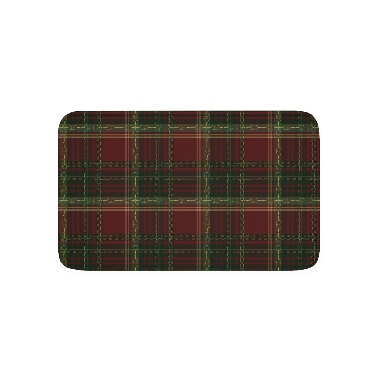 Christmas Plaid with Snaffle Bit  Memory Foam Bath Mat