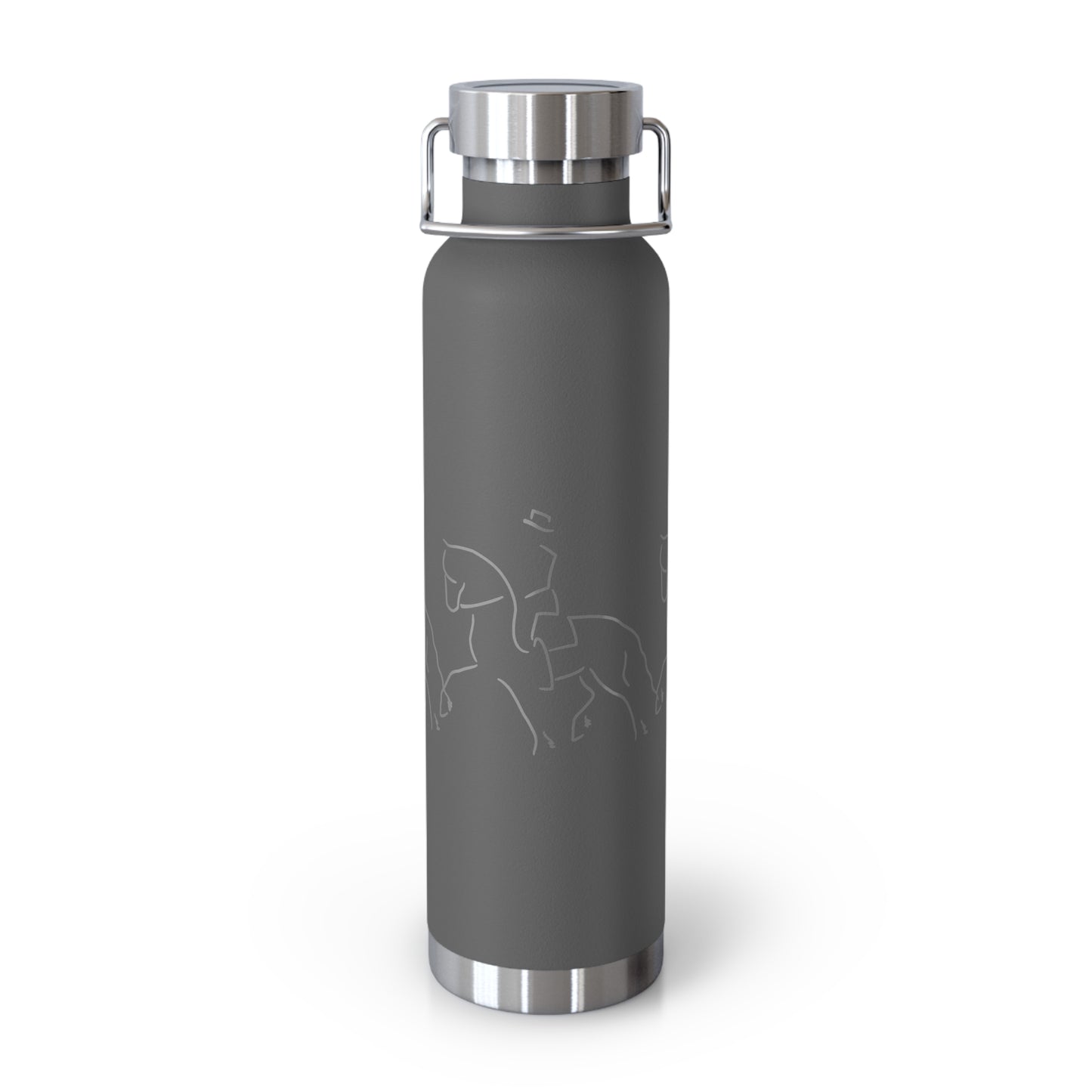 Jenny Veenstra Dressage Gray White Black Copper Vacuum Insulated Bottle, 22oz