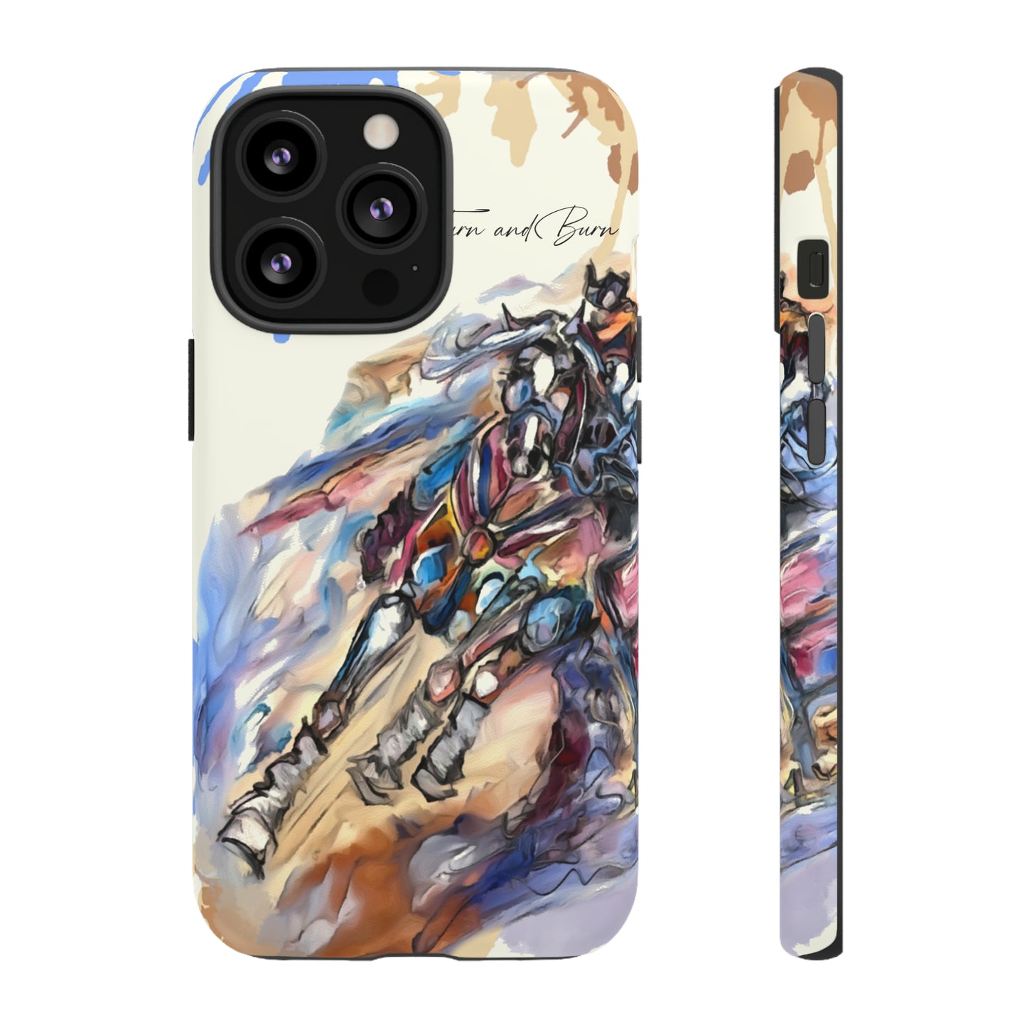 Barrel Racer Art Turn and Burn Watercolor Horse Horse Lover Gift Study Tough Case Phone Case.