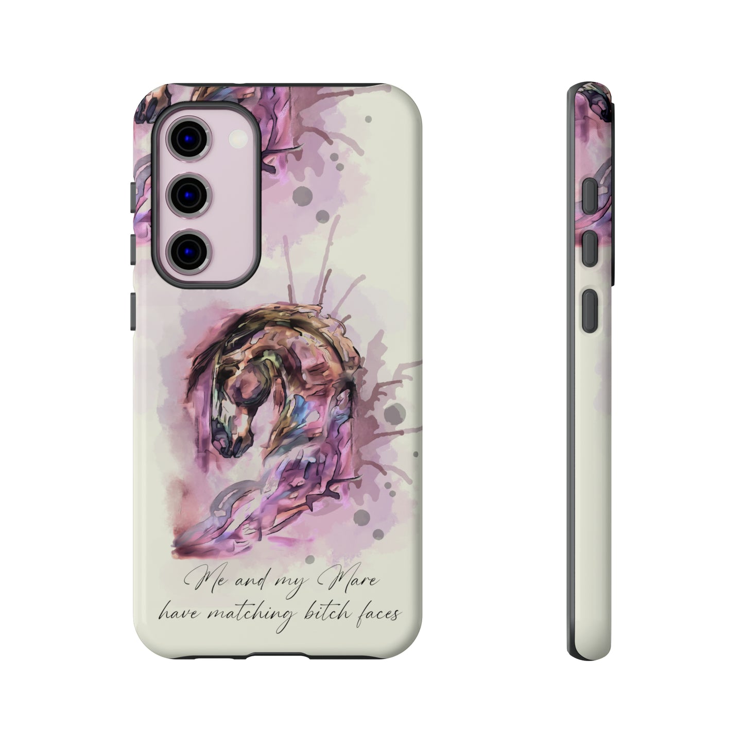 Swearing Mare Watercolor Horse .Horse Lover Gift Study Tough Case Phone Case.