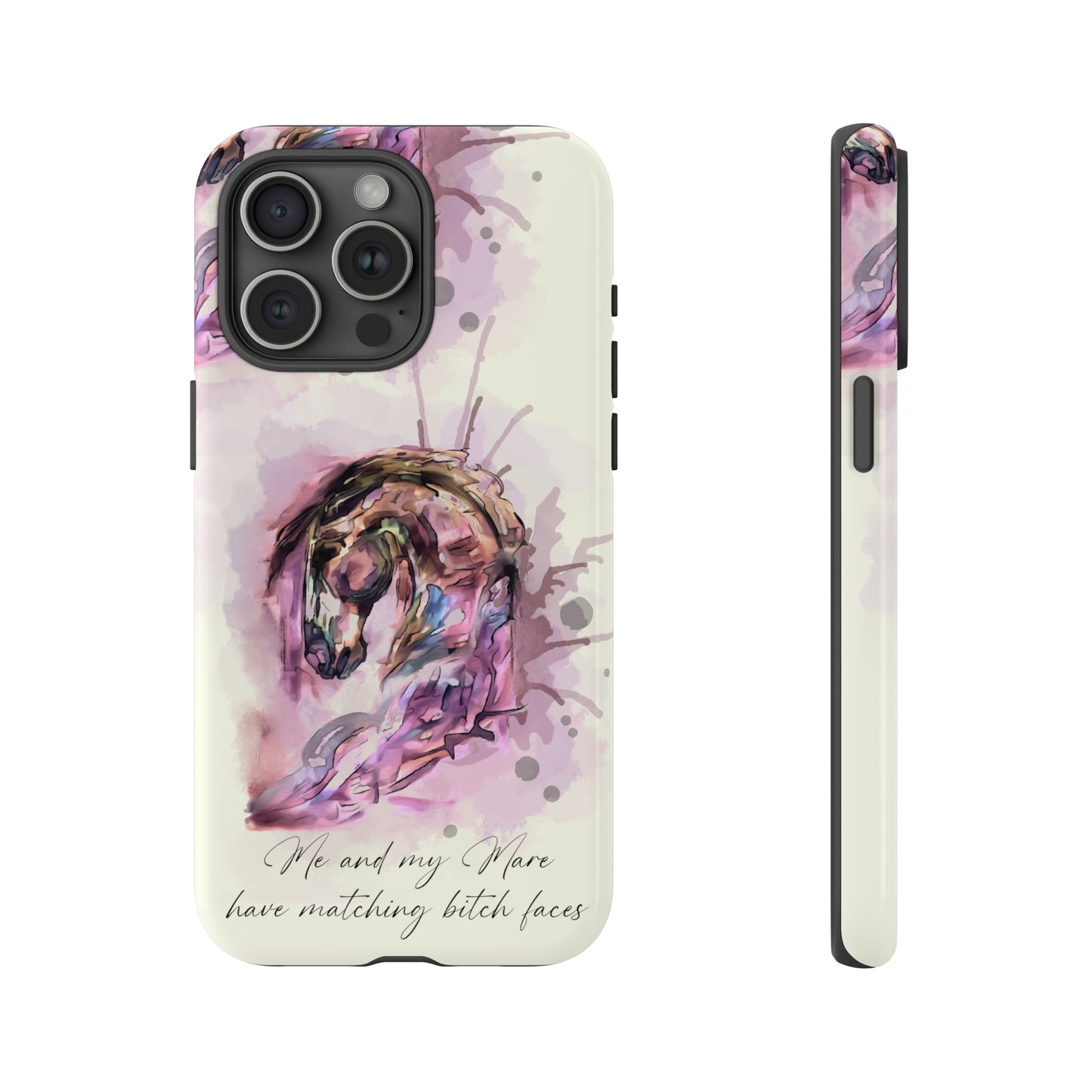 Swearing Mare Watercolor Horse .Horse Lover Gift Study Tough Case Phone Case.