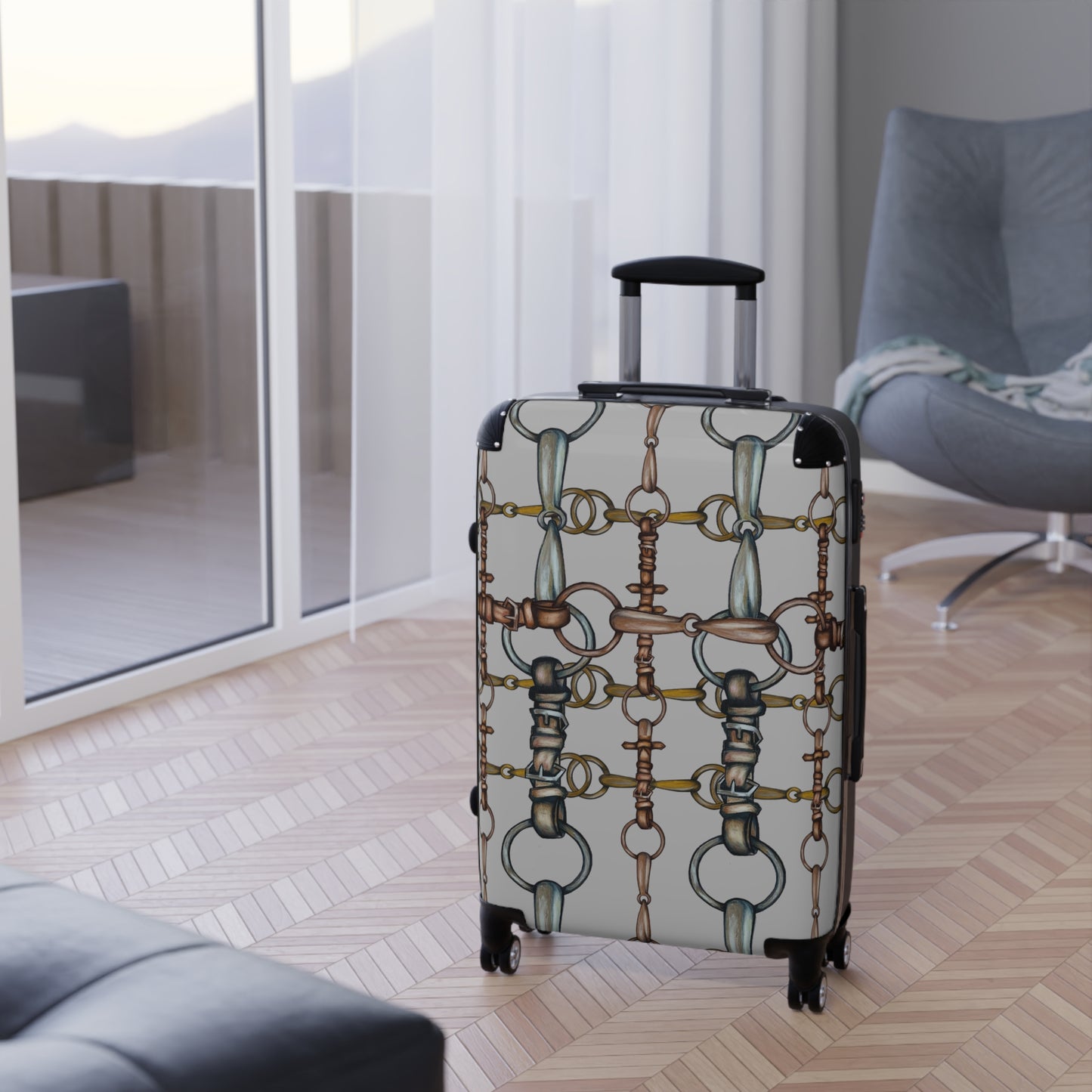 Artistic Equestrian Snaffle Bit and Reins Cabin Suitcase