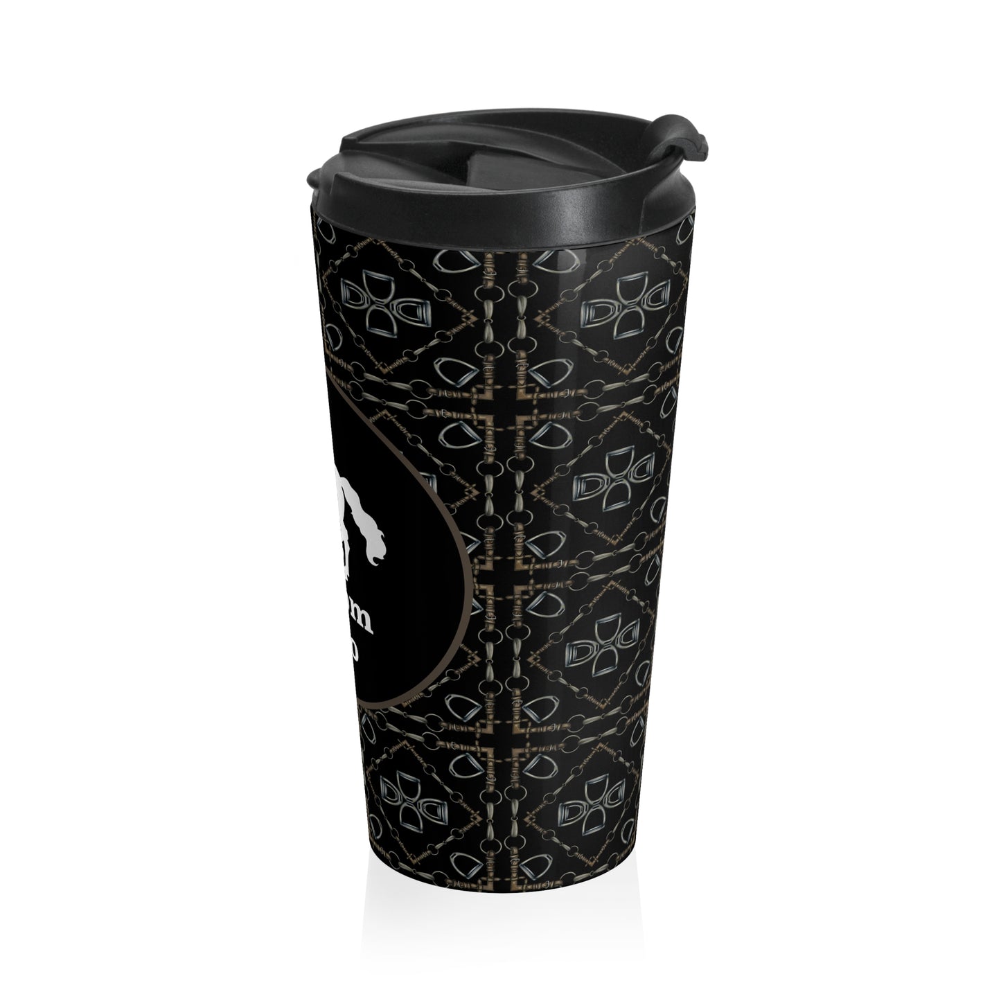 Customizable Geometric Bit Black Stainless Steel Travel Mug