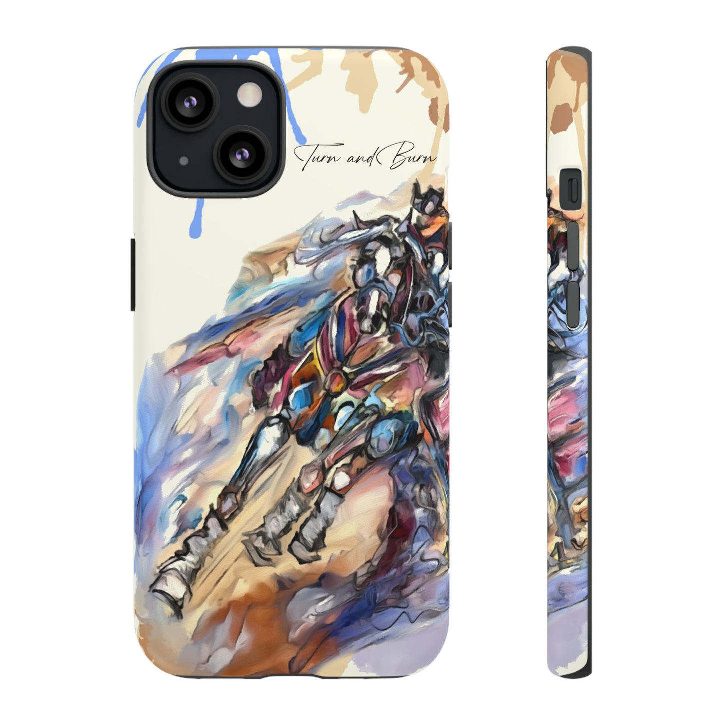 Barrel Racer Art Turn and Burn Watercolor Horse Horse Lover Gift Study Tough Case Phone Case.